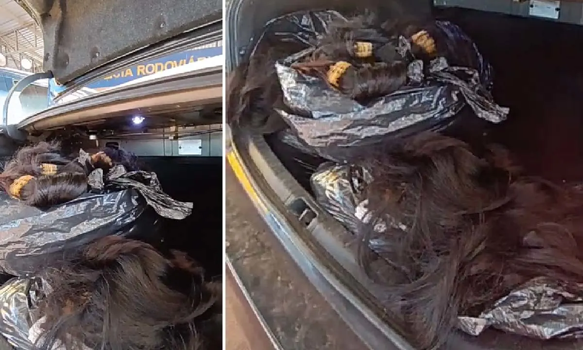 PRF apreende 70 kg de cabelo humano transportado sem nota fiscal na BR-262