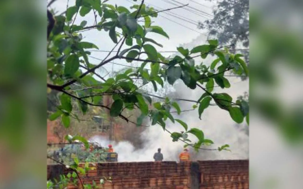 Bombeiros combatem incêndio em terreno baldio em Ladário