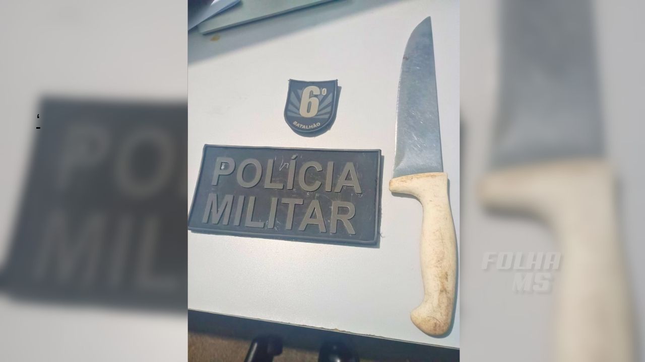 Homem é detido em Ladário após ameaçar policiais com faca durante patrulhamento