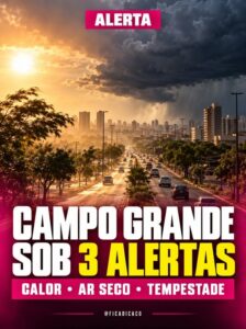 Campo Grande está sob três alertas meteorológicos ao mesmo tempo